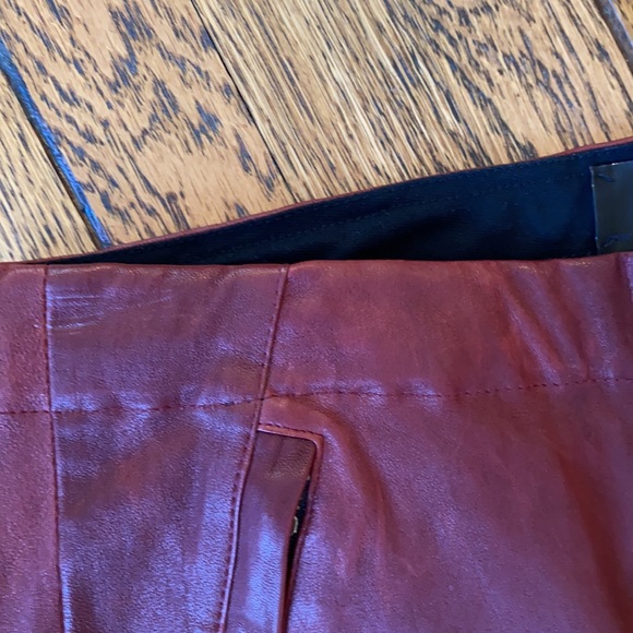 A.L.C. Stretch Raptor Leather Stefan Red / Black Pants Stripe Zipper Women's 8 - Picture 15 of 16